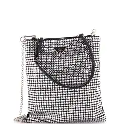 Walmart Pre-Owned Convertible Open Tote Crystal Embellished Satin Mini By Rebag offer