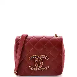 Walmart Pre-Owned Crystal CC Full Flap Bag Quilted Lambskin Mini By Rebag offer