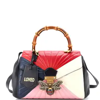 Walmart Pre-Owned Queen Margaret Top Handle Bag Multicolor Quilted Leather Medium By Rebag offer