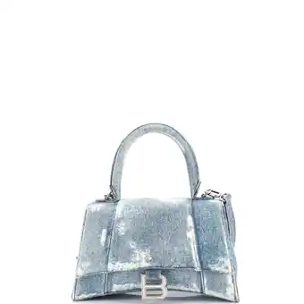 Walmart Pre-Owned Hourglass Top Handle Bag Denim Printed Leather Small By Rebag offer