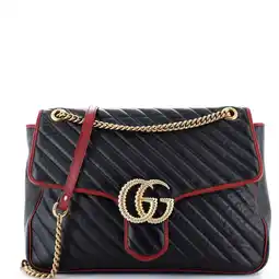 Walmart Pre-Owned GG Marmont Flap Bag Diagonal Quilted Leather Large By Rebag offer