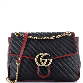 Walmart Pre-Owned GG Marmont Flap Bag Diagonal Quilted Leather Large By Rebag offer