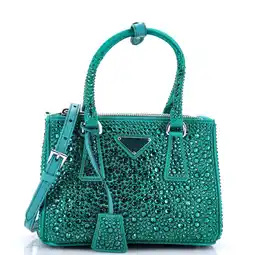 Walmart Pre-Owned Galleria Double Zip Tote Crystal Embellished Satin Mini By Rebag offer