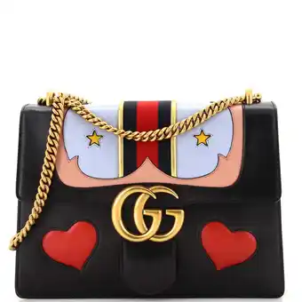 Walmart Pre-Owned Web Heart GG Marmont Chain Shoulder Bag Leather Medium by Rebag offer