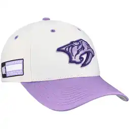 Walmart Men's Fanatics White/Lavender Nashville Predators Authentic Pro Hockey Fights Cancer Adjustable Hat offer