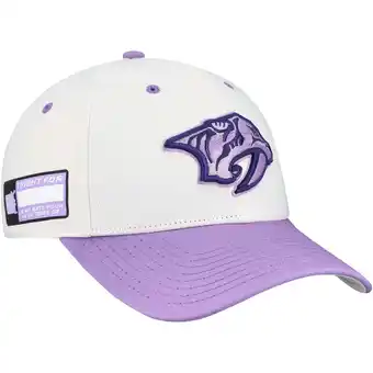 Walmart Men's Fanatics White/Lavender Nashville Predators Authentic Pro Hockey Fights Cancer Adjustable Hat offer