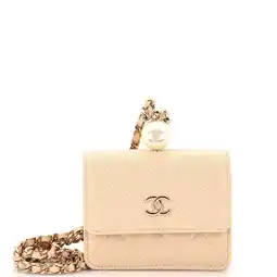 Walmart Pre-Owned CC Pearl Coin Card Holder with Chain Quilted Iridescent Caviar By Rebag offer