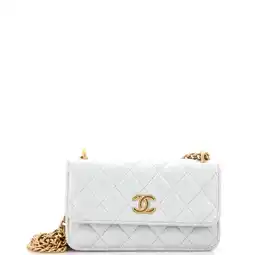 Walmart Pre-Owned Sweet Camellia Wallet on Chain Quilted Lambskin By Rebag offer