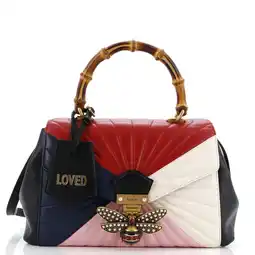 Walmart Pre-Owned Queen Margaret Top Handle Bag Multicolor Quilted Leather Medium By Rebag offer