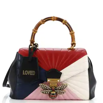 Walmart Pre-Owned Queen Margaret Top Handle Bag Multicolor Quilted Leather Medium By Rebag offer