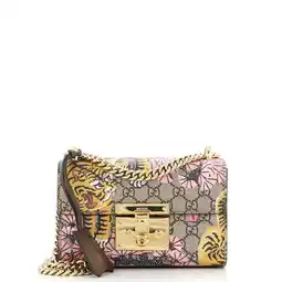 Walmart Pre-Owned Padlock Shoulder Bag Bengal Print GG Coated Canvas Small By Rebag offer