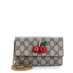 Walmart Pre-Owned Cherries Wallet on Chain GG Coated Canvas Mini By Rebag offer