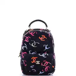 Walmart Pre-Owned Classic CC Chain Pocket Backpack Quilted CC Printed Fabric Mini By Rebag offer