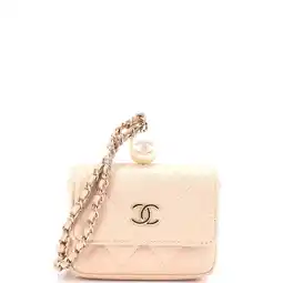 Walmart Pre-Owned CC Pearl Coin Card Holder with Chain Quilted Iridescent Caviar By Rebag offer