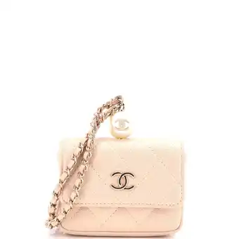 Walmart Pre-Owned CC Pearl Coin Card Holder with Chain Quilted Iridescent Caviar By Rebag offer