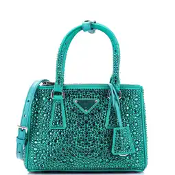 Walmart Pre-Owned Galleria Double Zip Tote Crystal Embellished Satin Mini By Rebag offer