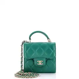Walmart Pre-Owned Square Classic Flap Top Handle Clutch with Chain Quilted Lambskin By Rebag offer