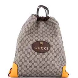 Walmart Pre-Owned Neo Vintage Drawstring Backpack GG Coated Canvas Large By Rebag offer