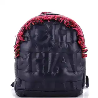 Walmart Pre-Owned Doudoune Backpack Embossed Nylon with Tweed Medium By Rebag offer