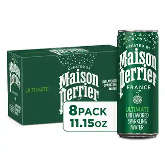 Walmart Maison Perrier Unflavored Ultimate Sparkling Water, 11.15 fl oz, 8 Pack Cans offer