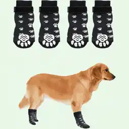 Walmart Anti-Slip Dog Socks with Adjustable Straps for Indoor Hardwood Floors, White Paw (L) offer