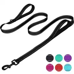 Walmart zalens Dog Leash Double Handle 6ft Long, Padded Traffic Handle and Reflective, Black offer