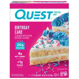 Walmart Quest Protein Bar, Birthday Cake Flavored, Gluten Free, 20g of Protein, 4 Count offer
