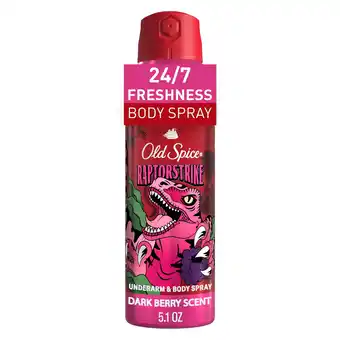 Walmart Old Spice Aluminum Free Deodorant for Men, Body Spray, Raptorstrike, Dark Berry Scent, 5.1oz offer