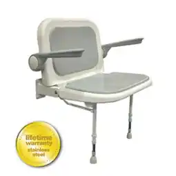 Walmart ARC Inc 04240P 4000 Series Shower Seat Wide Padded with Back and Arms - Gray - 27. 75 Inch W offer