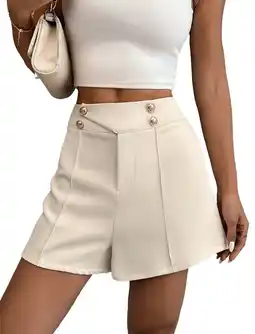 Walmart SOMER Womens Shorts Casual High Waist Button Shorts Summer Shorts offer