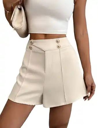 Walmart SOMER Womens Shorts Casual High Waist Button Shorts Summer Shorts offer