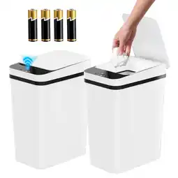 Walmart Riousery 4 Gallon Touchless Trash Can, 2-Pack Motion Sensor Waste Bin with Lid, White offer