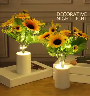 Walmart ViYW Rechargeable Sunflower LED Simulation Night Light Room Bedroom Bedside Decoration Light offer