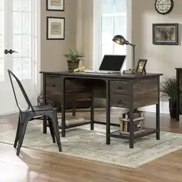 Walmart Sauder Steel River Pedestal Desk, Carbon Oak Finish offer