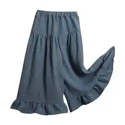 Walmart WAYUTE Child Girls Solid Color Lace Wide Leg Pants Trousers Kids Trousers / Navy / 18-24 Months offer