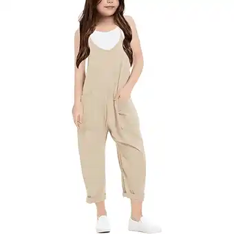 Walmart WAYUTE Child Girls Fashion Casual Jumpsuit Onesie Daily Solid Color Loose Casual Romper With Pocket offer