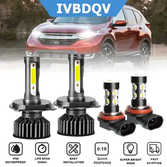 Walmart For Honda CR-V 2002-2004 LED Headlights Combo H4 High/Low Beam + H11 Fog Light Conversion Kit 4Pcs offer