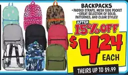 Ollie's BACKPACKS offer