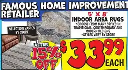 Ollie's 5' X 8' INDOOR AREA RUGS offer