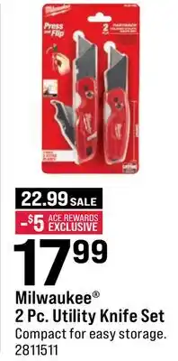 Ace Hardware Milwaukee 2 Pc. Utility Knife Set offer