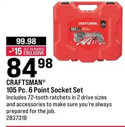Ace Hardware CRAFTSMAN 105 Pc. 6 Point Socket Set offer