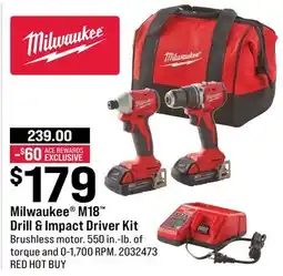 Ace Hardware Milwaukee M18 Drill & Impact Driver Kit offer