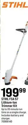 Ace Hardware STIHL FSA 57 Lithium-Ion Trimmer Kit offer