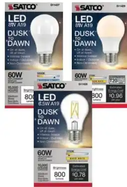 Ace Hardware Satco LED 8W or 6.5W A19 Dusk To Dawn Light Bulb offer