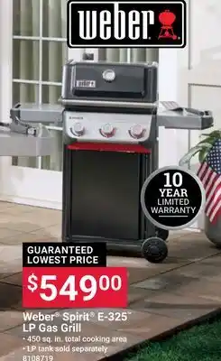 Ace Hardware Weber Spirit E-325 LP Gas Grill offer