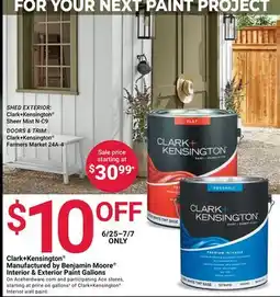 Ace Hardware Clark+Kensington Manufactured by Benjamin Moore Interior & Exterior Paint Gallons offer
