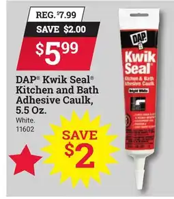 Ace Hardware DAP Kwik Seal Kitchen and Bath Adhesive Caulk, 5.5 Oz offer