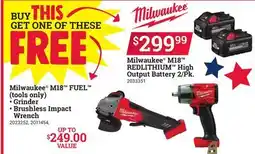 Ace Hardware Milwaukee M18 REDLITHIUM High Output Battery 2/Pk offer