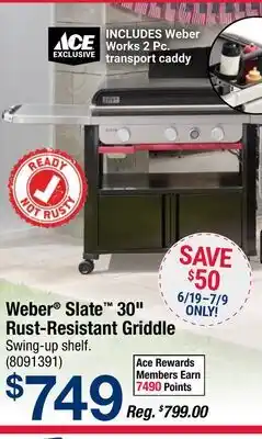 Ace Hardware Weber Slate 30 Rust-Resistant Griddle offer