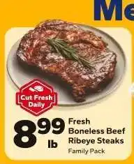 Save a Lot Fresh Boneless Beef Ribeye Steaks offer